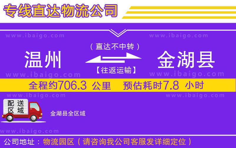 溫州到金湖縣物流公司