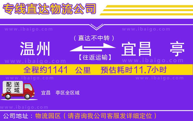 溫州到宜昌猇亭區貨運專線