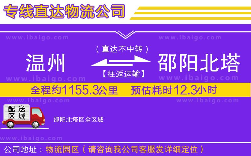 溫州到邵陽北塔區物流公司