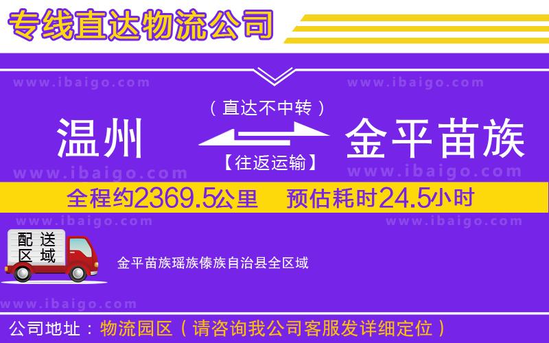 溫州到金平苗族瑤族傣族自治縣貨運公司