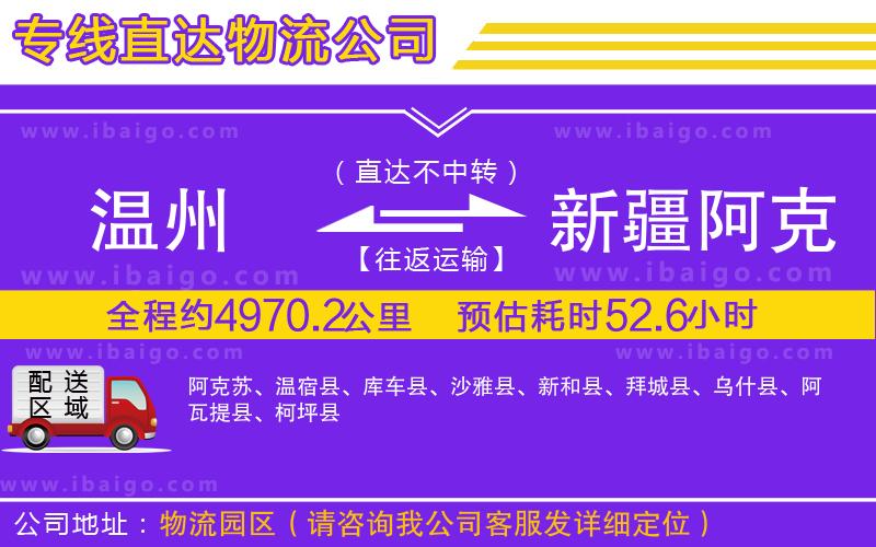 溫州到新疆阿克蘇地區物流專線