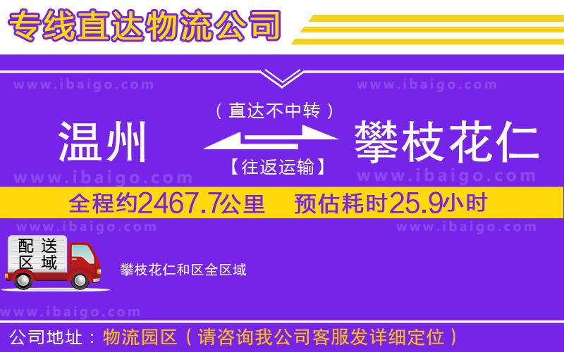 溫州到攀枝花仁和區貨運公司