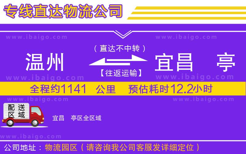 溫州到宜昌猇亭區物流專線