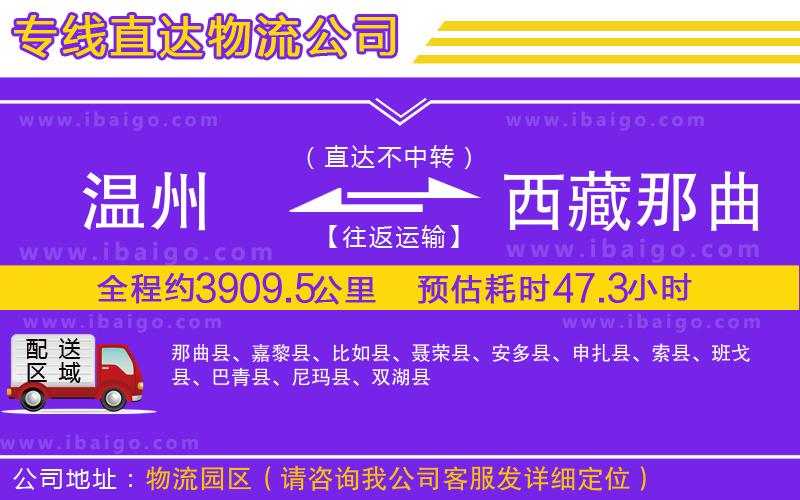 溫州到西藏那曲地區物流公司