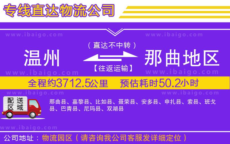 溫州到那曲地區物流專線